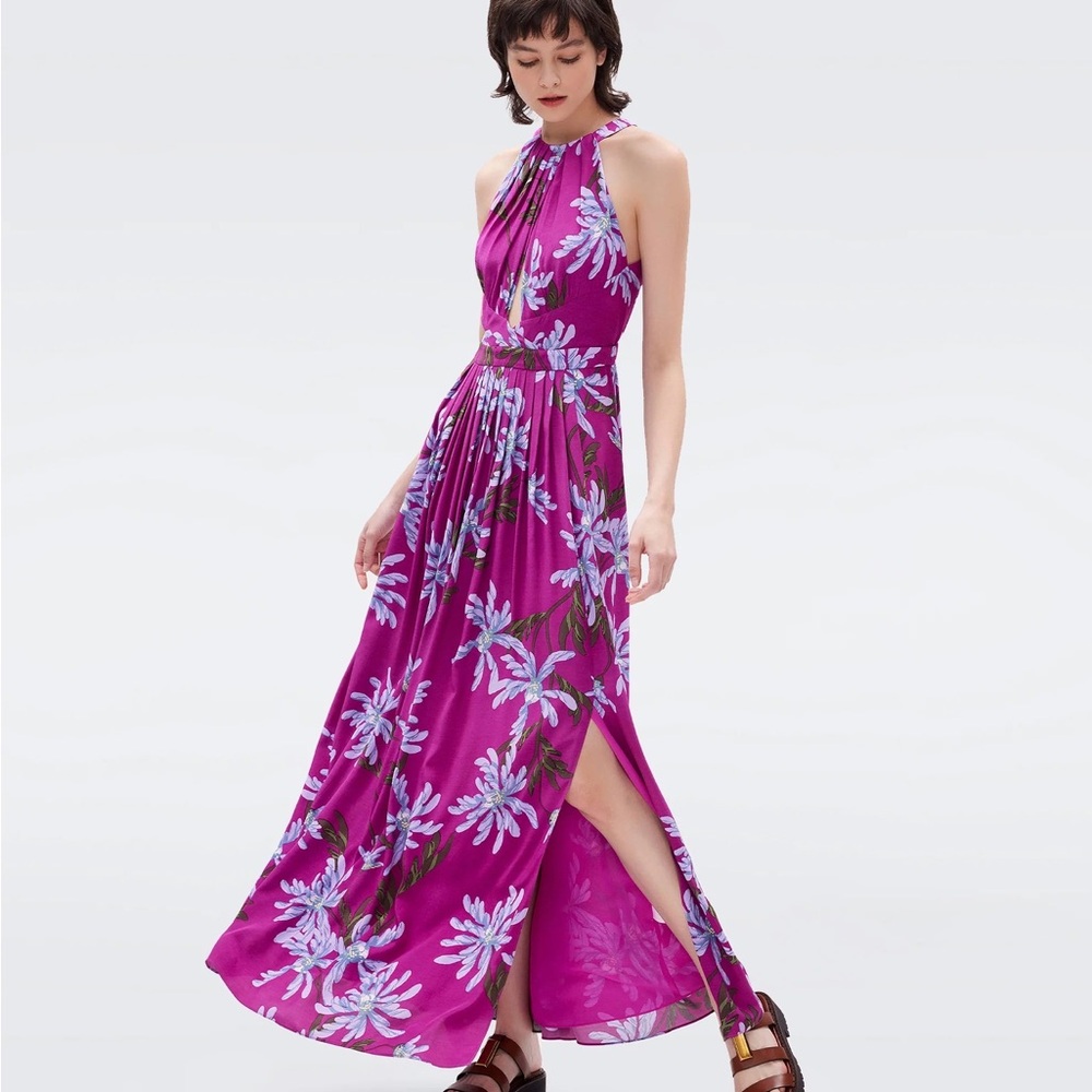 Diane Von Furstenberg ziva Purple Floral Maxi Dress